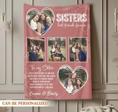 Sisters Best Friends Forever Photo Collage – Personalized Bestie Blanket