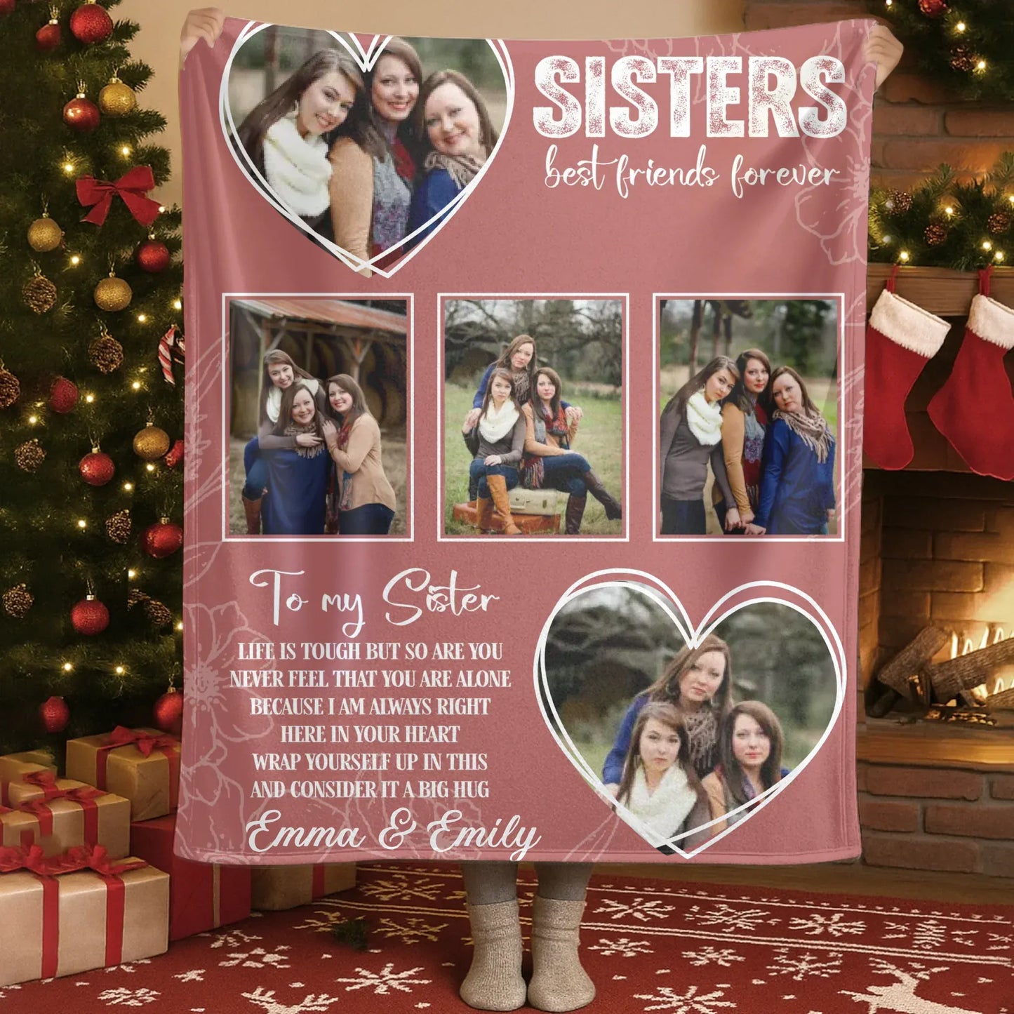 Blanket Custom KNT / White / 30x40in / 76x101cm Sisters Best Friends Forever Photo Collage – Personalized Bestie Blanket