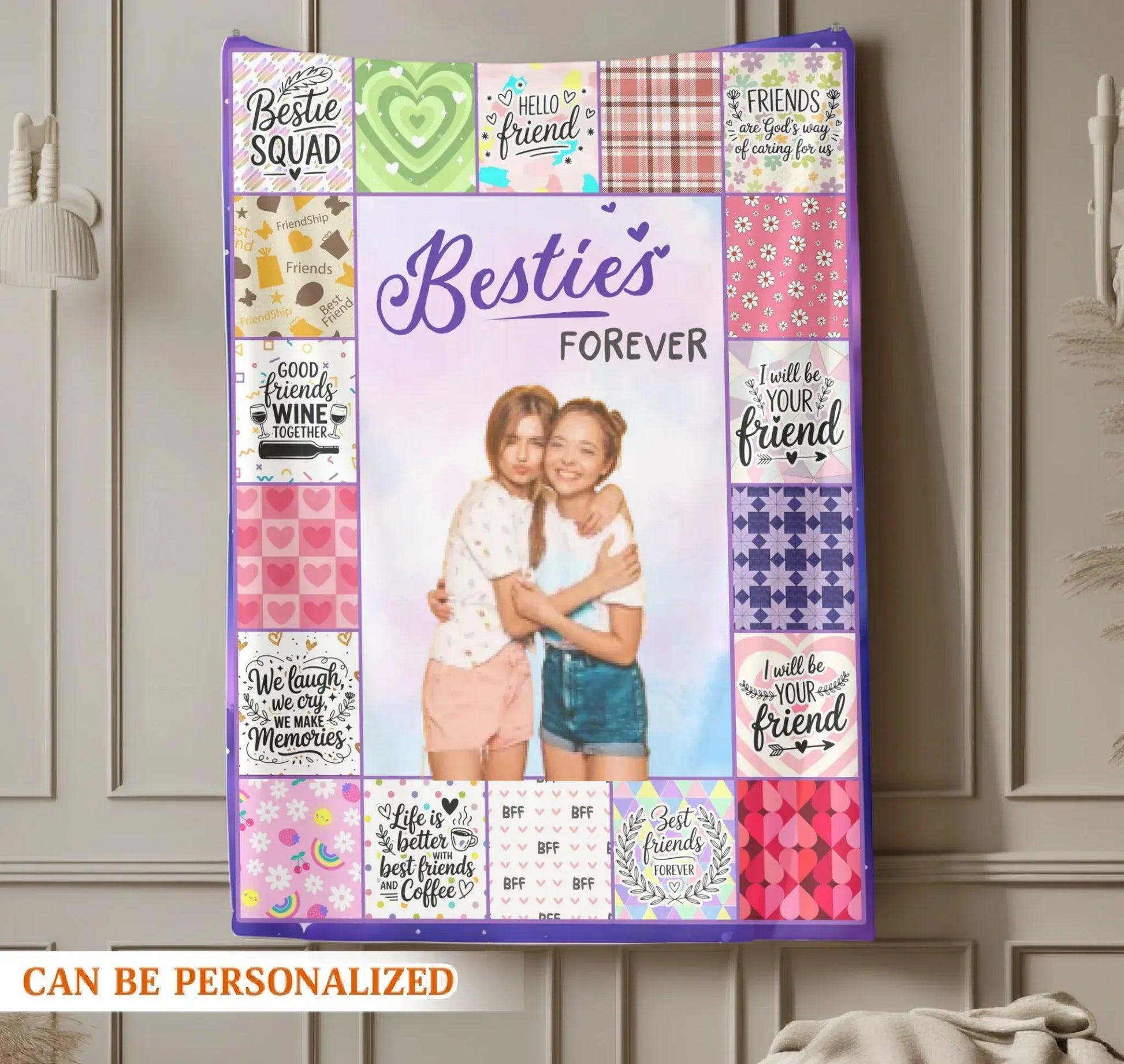 Besties Forever - Personalized Photo Friendship Custom Gift Blanket