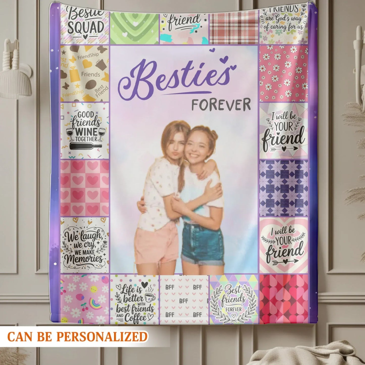 Besties Forever - Personalized Photo Friendship Custom Gift Blanket
