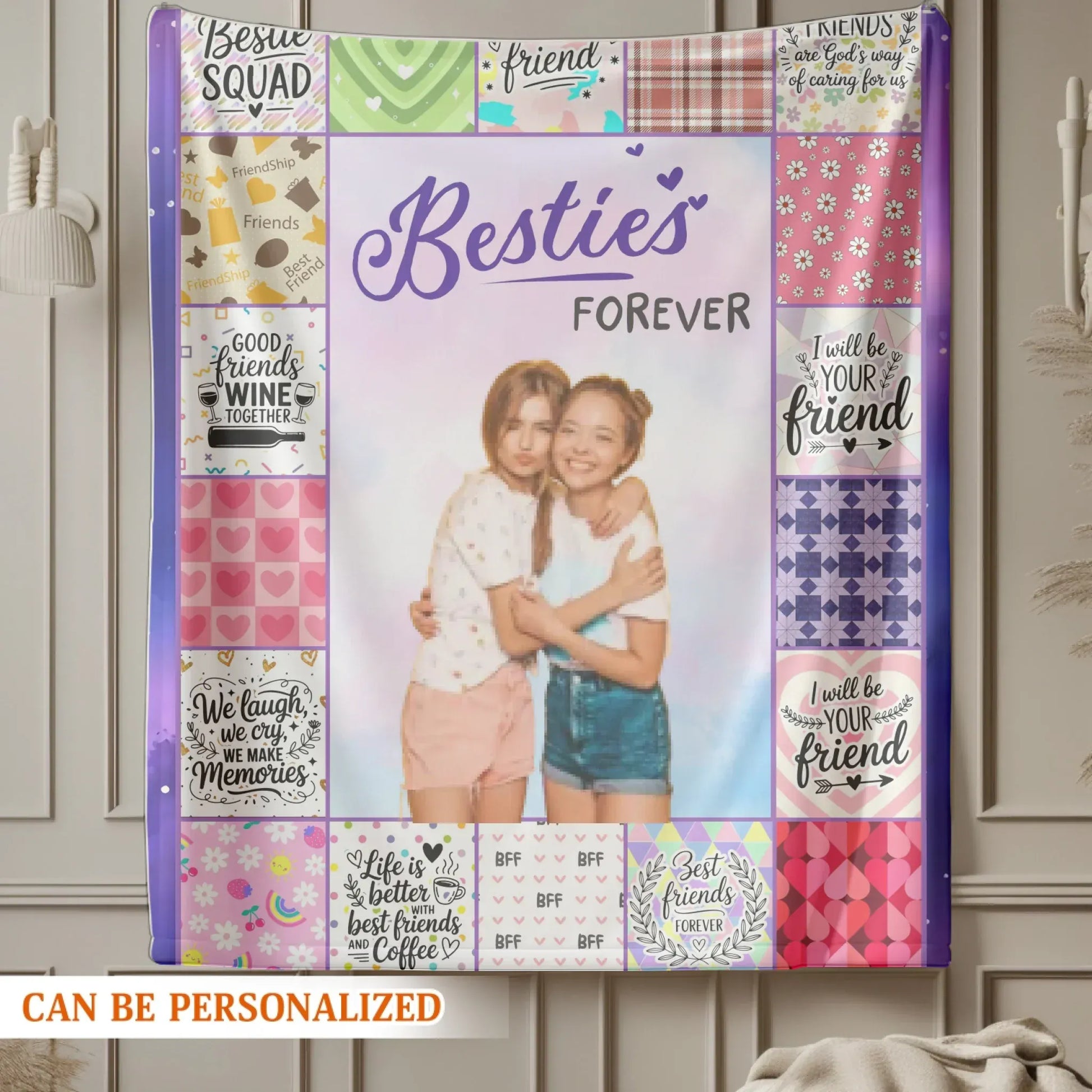 Besties Forever - Personalized Photo Friendship Custom Gift Blanket