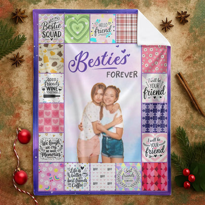 Besties Forever - Personalized Photo Friendship Custom Gift Blanket
