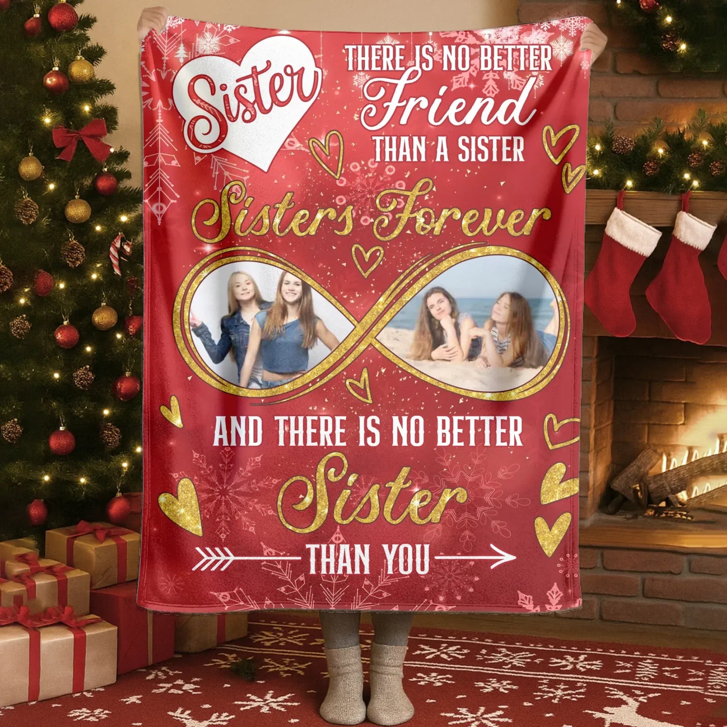 No Better Friend Than A Sister - Personalized Sister/Friend Photo Gift Custom Blanket