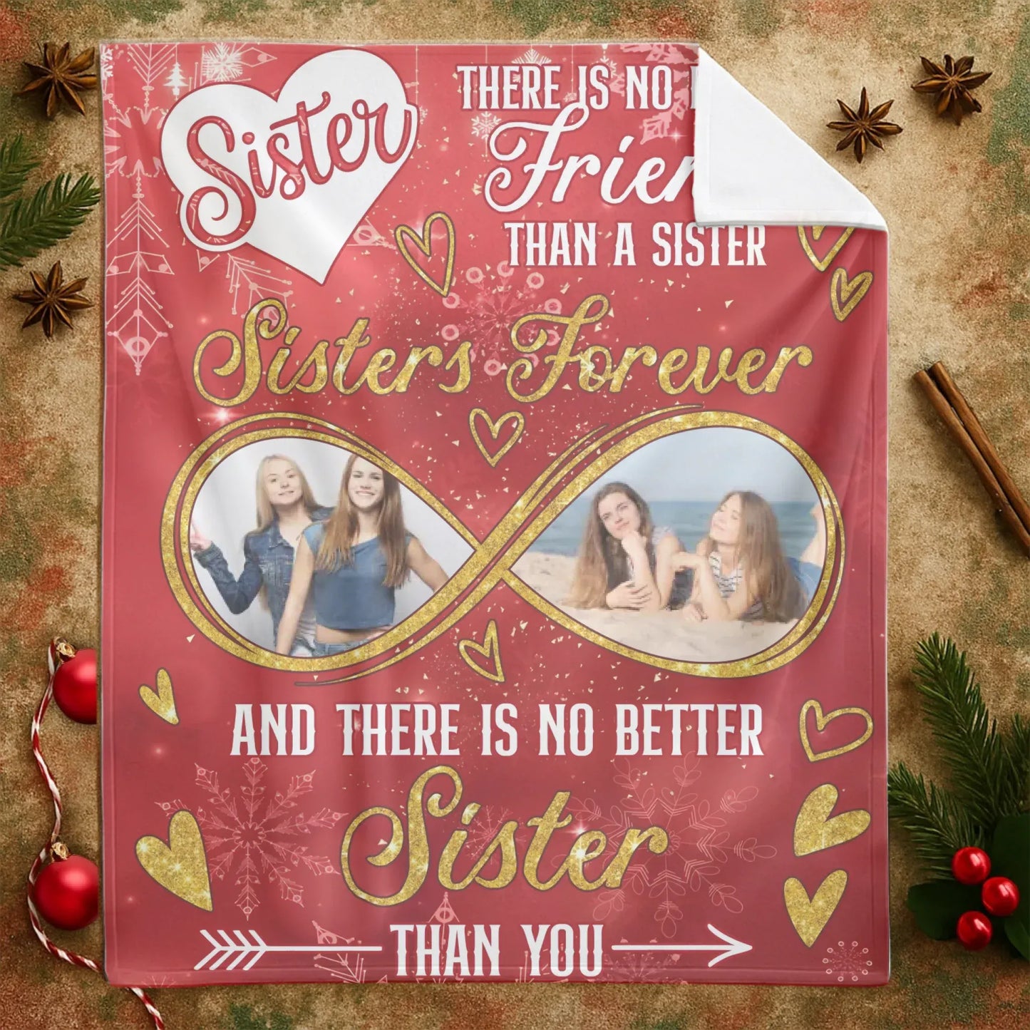 No Better Friend Than A Sister - Personalized Sister/Friend Photo Gift Custom Blanket