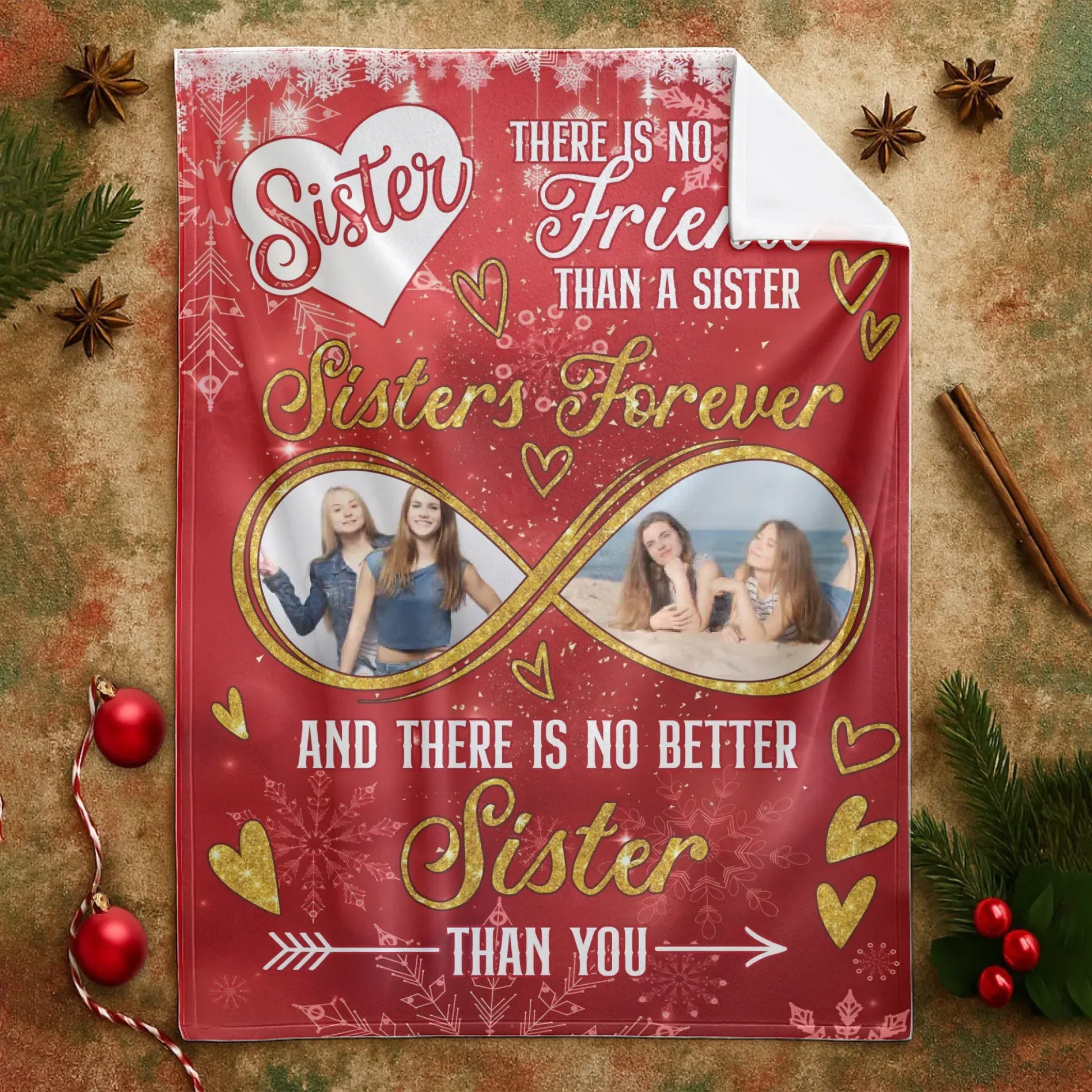 No Better Friend Than A Sister - Personalized Sister/Friend Photo Gift Custom Blanket