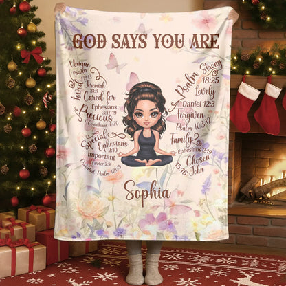Personalized Blankets God Says You Are - Personalized Name Christian Bible Verse Blanket