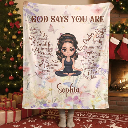 Personalized Blankets Blanket Custom KNT / White / 30x40in / 76x101cm God Says You Are - Personalized Name Christian Bible Verse Blanket