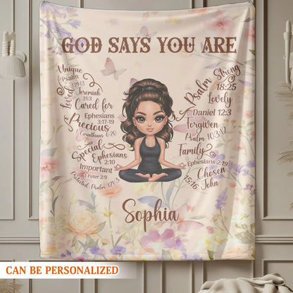 Personalized Blankets God Says You Are - Personalized Name Christian Bible Verse Blanket