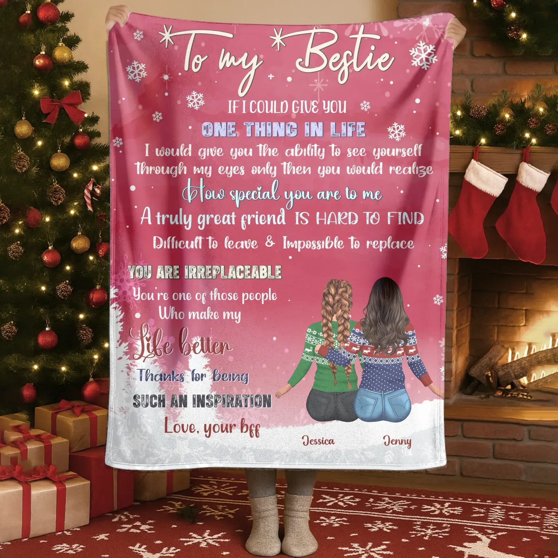 To My Bestie - How Special You Are - Personalized Names Christmas Gift Custom Friendship Blanket