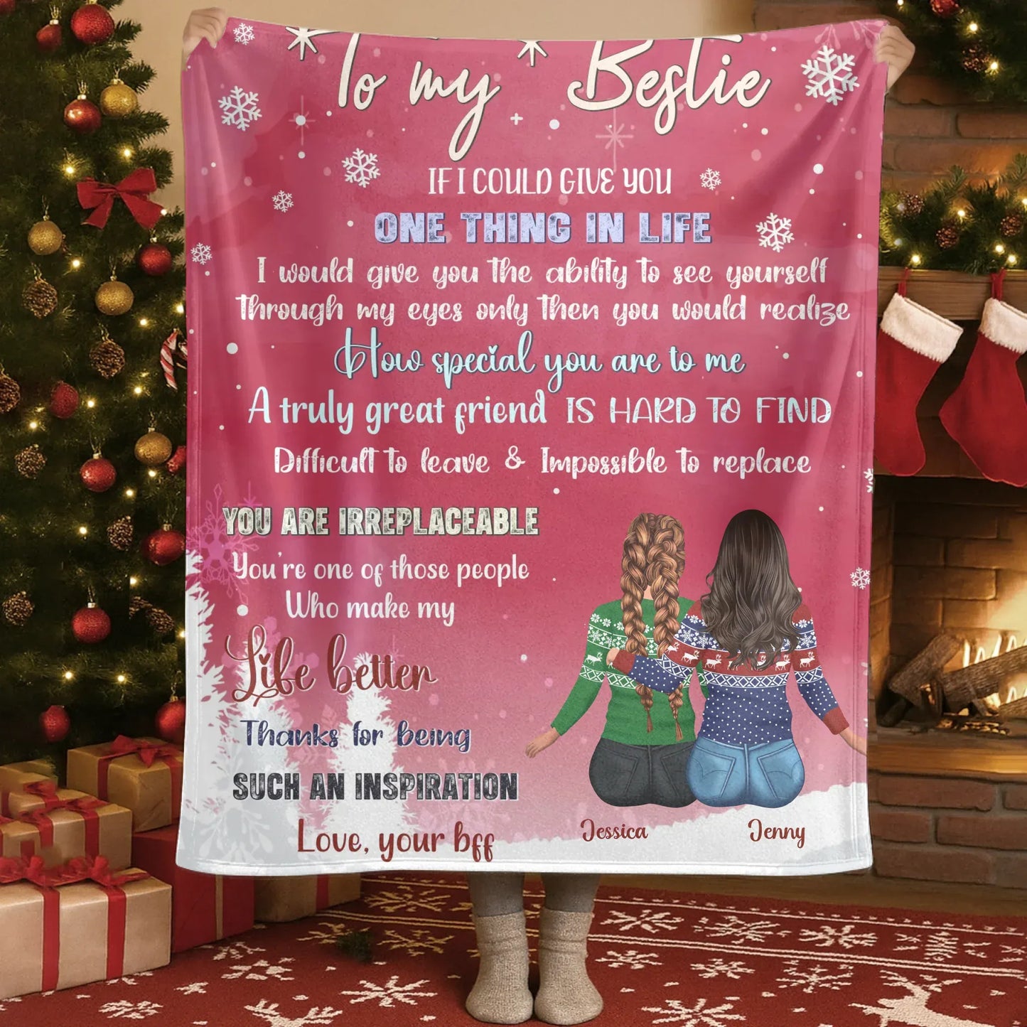 Blanket Custom KNT / White / 30x40in / 76x101cm To My Bestie - How Special You Are - Personalized Names Christmas Gift Custom Friendship Blanket