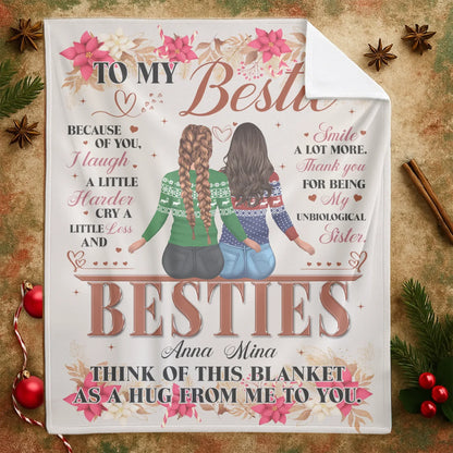 To My Bestie - My Unbiological Sister - Personalized Names Friendship Custom Blanket Gift