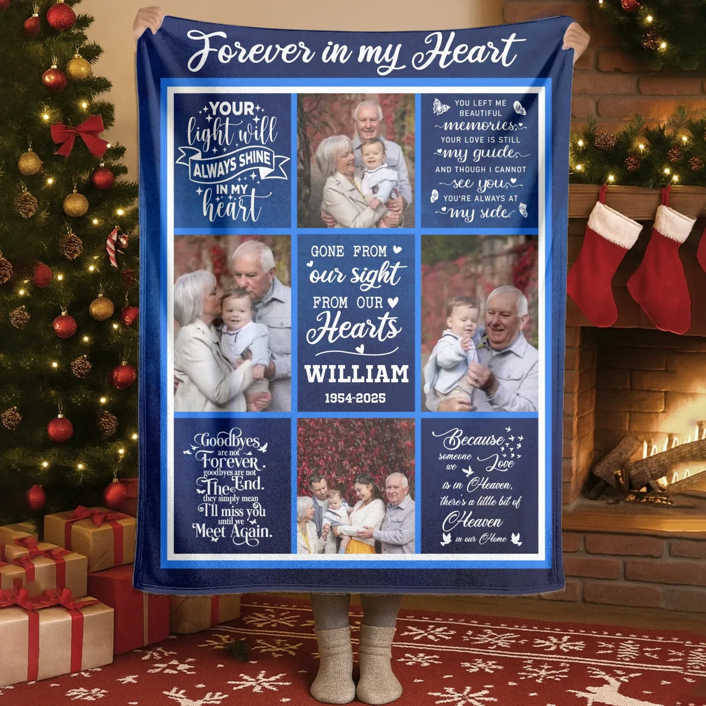Forever In My Heart - Personalized Photo Memorial Thomas Smith Custom Loss Of Loved One Blanket