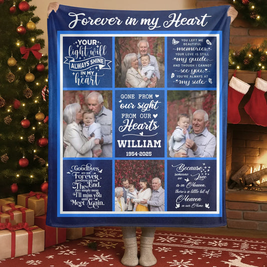 Blanket Custom KNT / White / 30x40in / 76x101cm Forever In My Heart - Personalized Photo Memorial Thomas Smith Custom Loss Of Loved One Blanket