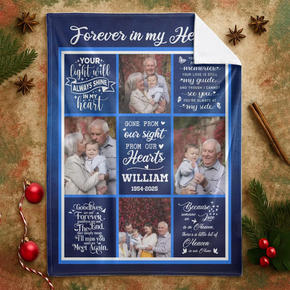 Forever In My Heart - Personalized Photo Memorial Thomas Smith Custom Loss Of Loved One Blanket