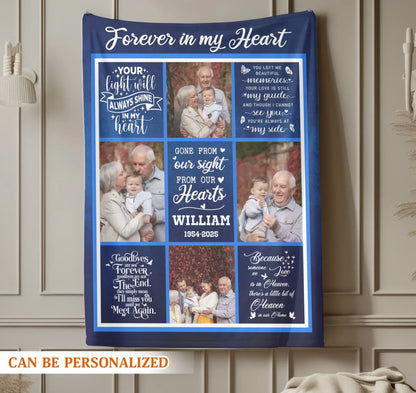 Forever In My Heart - Personalized Photo Memorial Thomas Smith Custom Loss Of Loved One Blanket