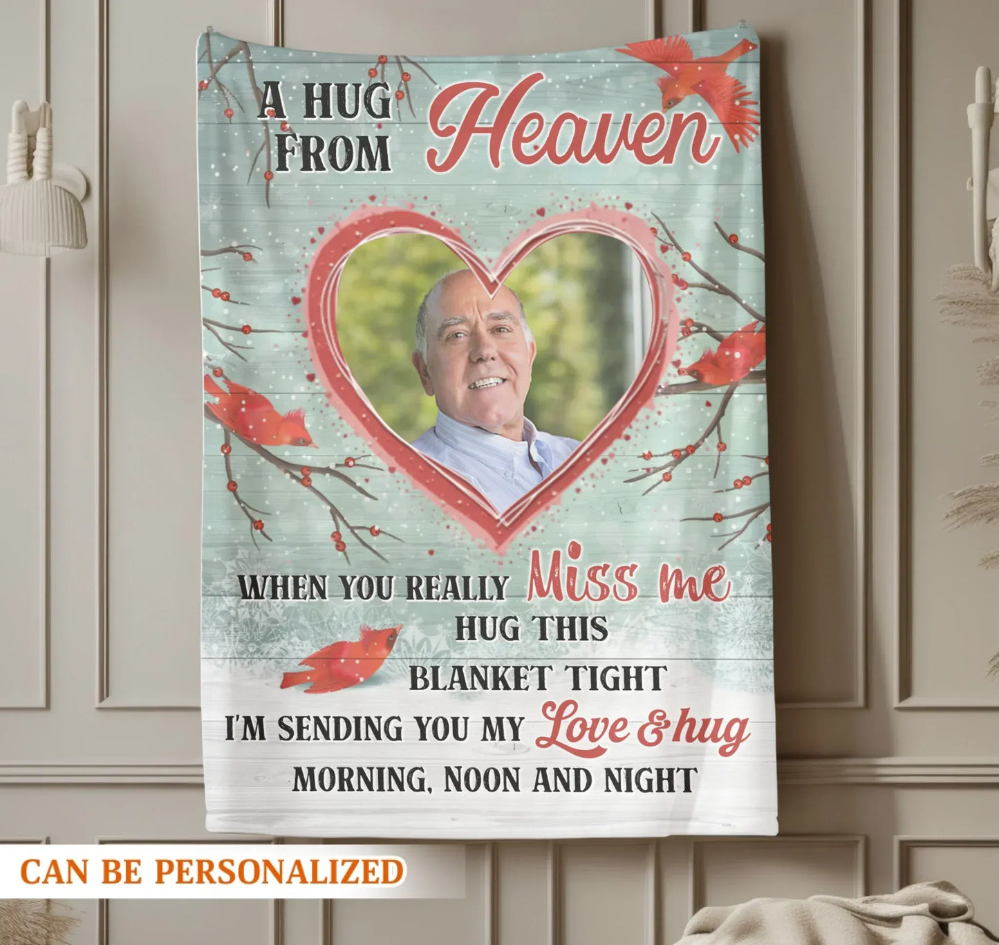 A Hug From Heaven - Personalized Photo Loss Loved One Memorial Hug This Blanket Gift