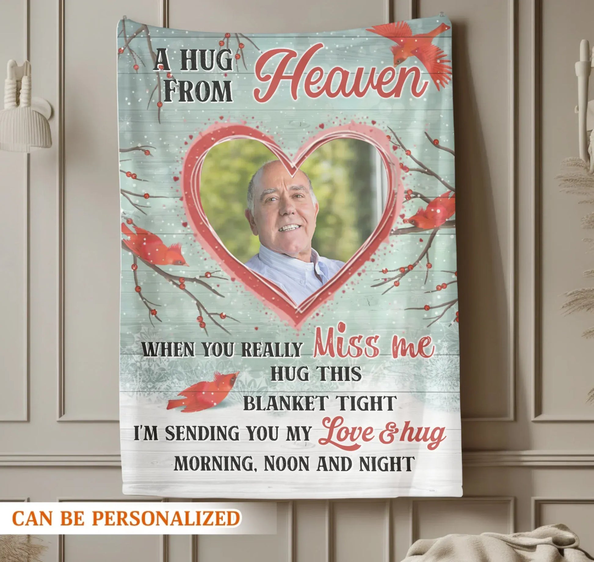 A Hug From Heaven - Personalized Photo Loss Loved One Memorial Hug This Blanket Gift