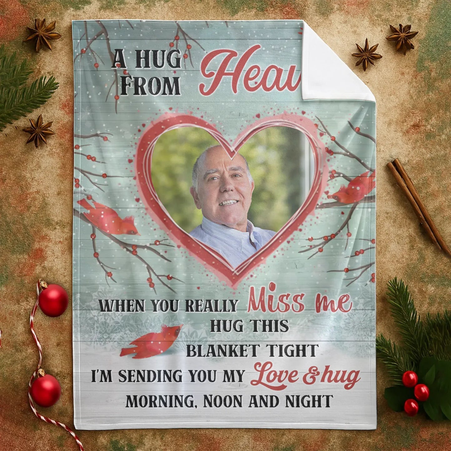 A Hug From Heaven - Personalized Photo Loss Loved One Memorial Hug This Blanket Gift