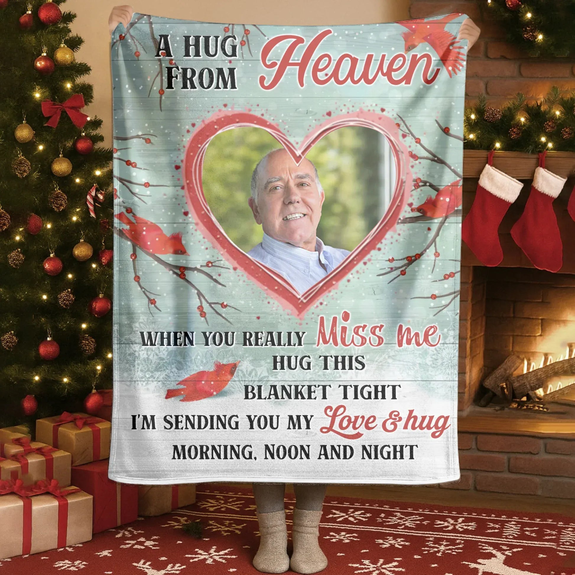 A Hug From Heaven - Personalized Photo Loss Loved One Memorial Hug This Blanket Gift