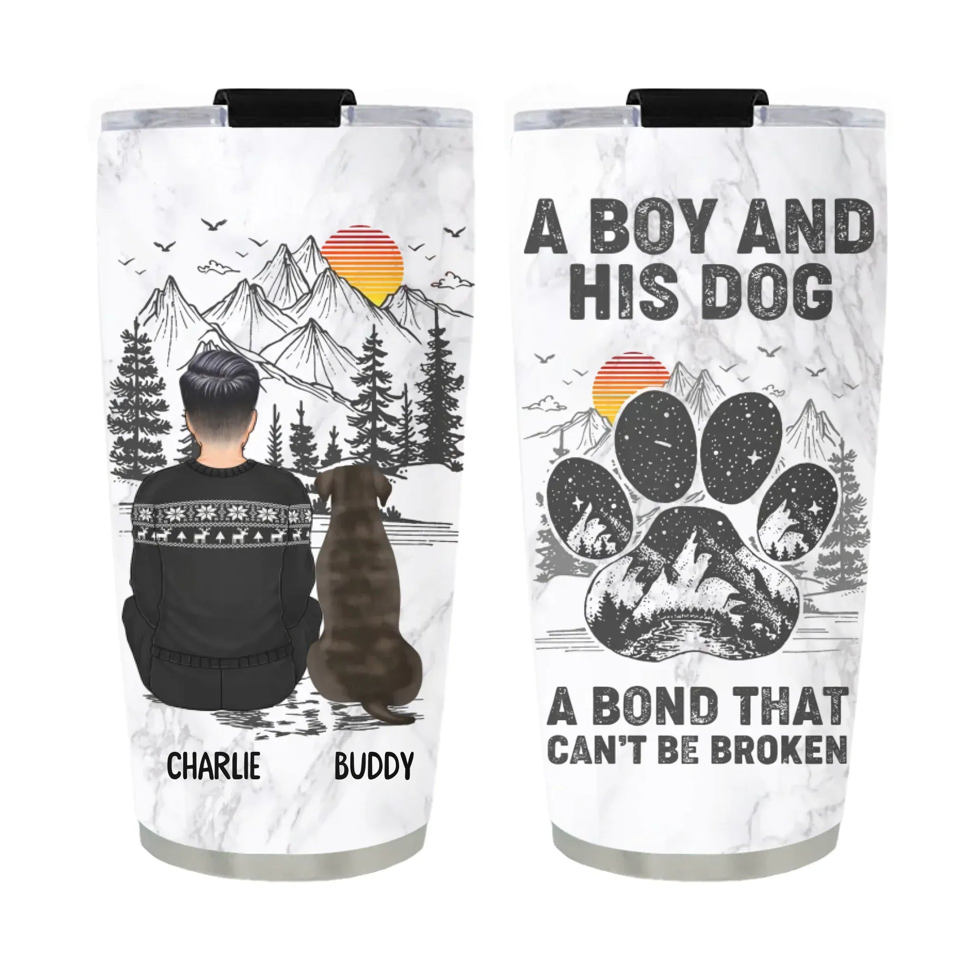 Personalized Tumblers TUMBLER / WHITE / 20oz A Boy And His Dog Can't Be Broken - Personalized Custom Printed Tumbler