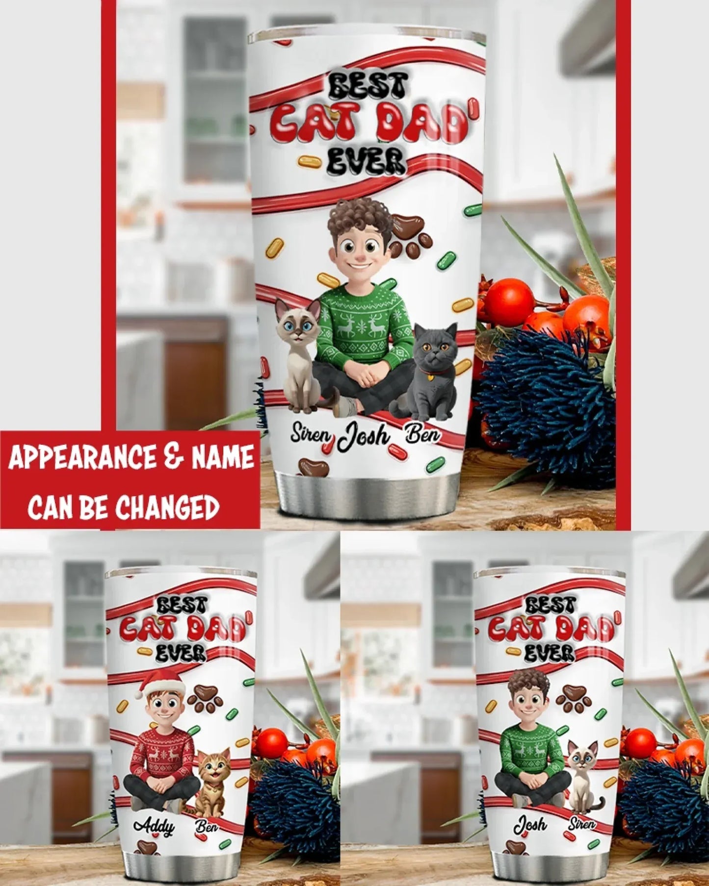 Personalized Tumblers World's Okayest Cat Dad - Personalized Cat Lovers Custom Tumbler