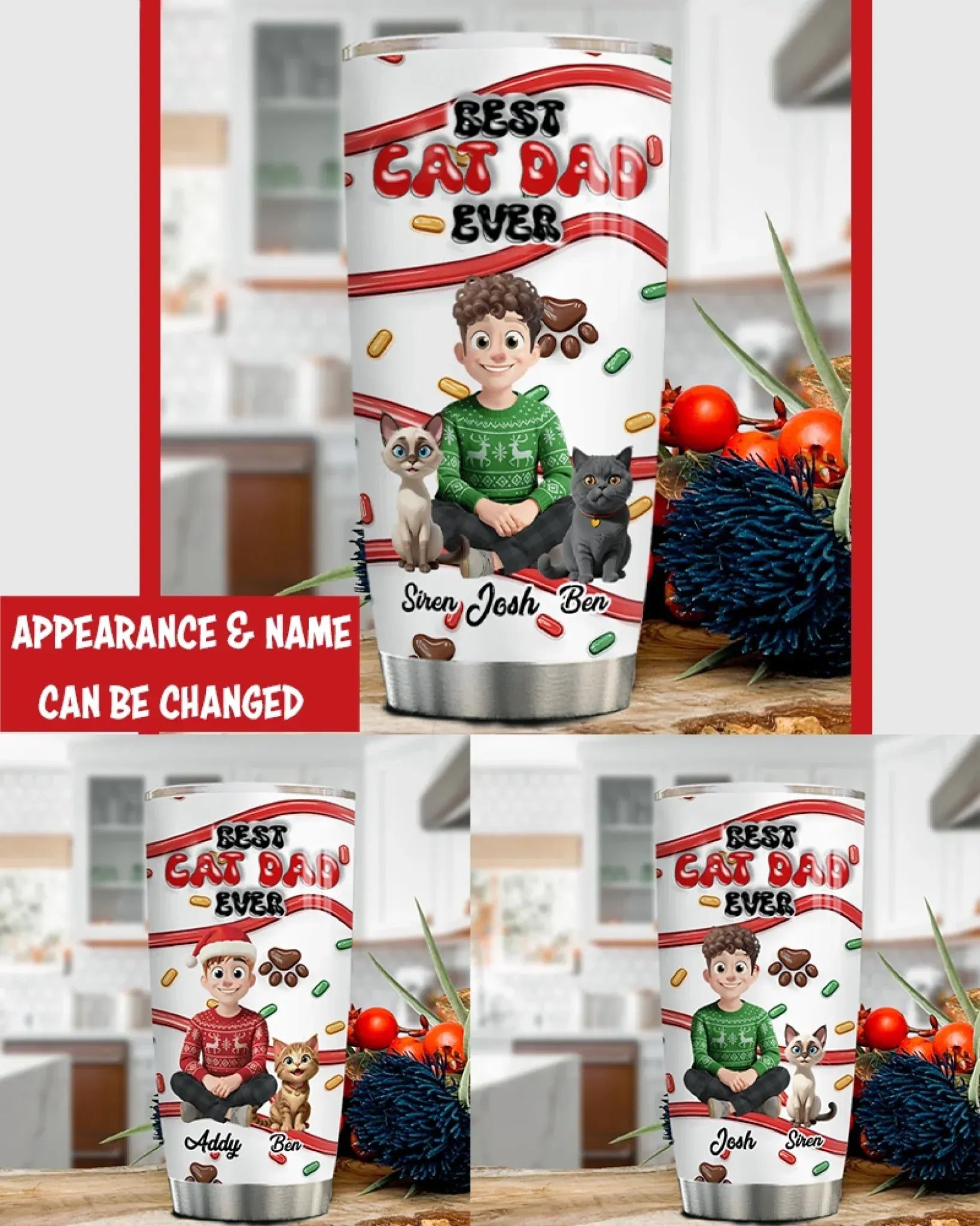 Personalized Tumblers World's Okayest Cat Dad - Personalized Cat Lovers Custom Tumbler