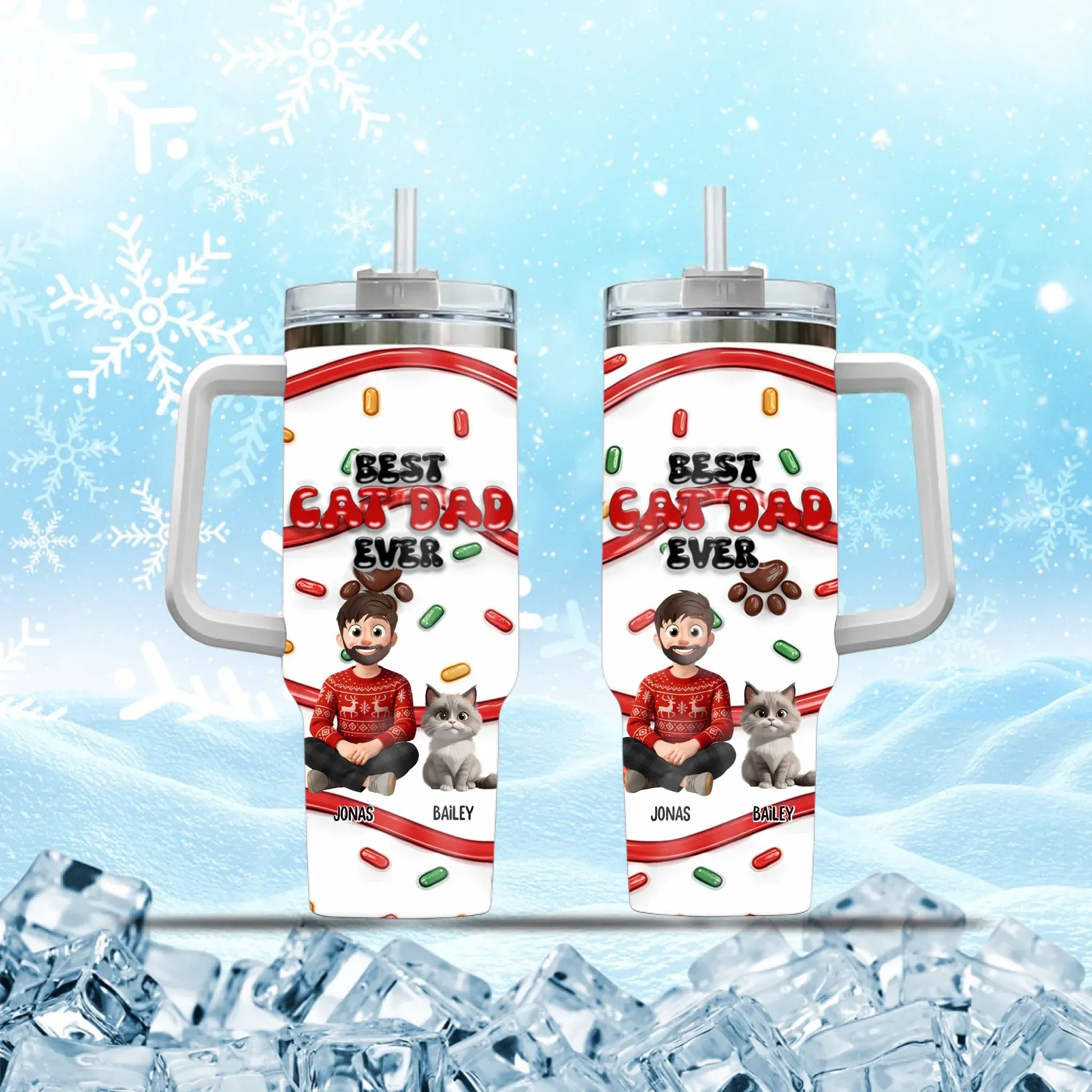 Personalized Tumblers TUMBLER - TD / WHITE / 40oz World's Okayest Cat Dad - Personalized Cat Lovers Custom Tumbler