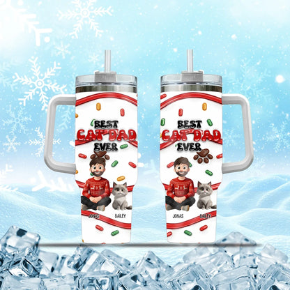 Personalized Tumblers TUMBLER - TD / WHITE / 40oz World's Okayest Cat Dad - Personalized Cat Lovers Custom Tumbler