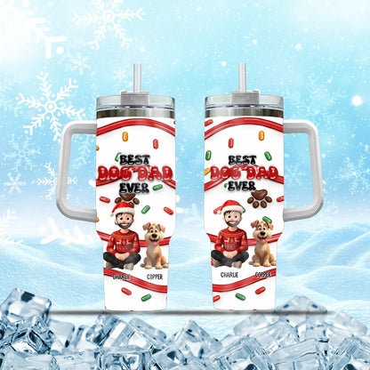 Personalized Tumblers TUMBLER - TD / WHITE / 40oz My Greatest Role Is Being A Dog Dad - Personalized Dog Lovers Custom Tumbler