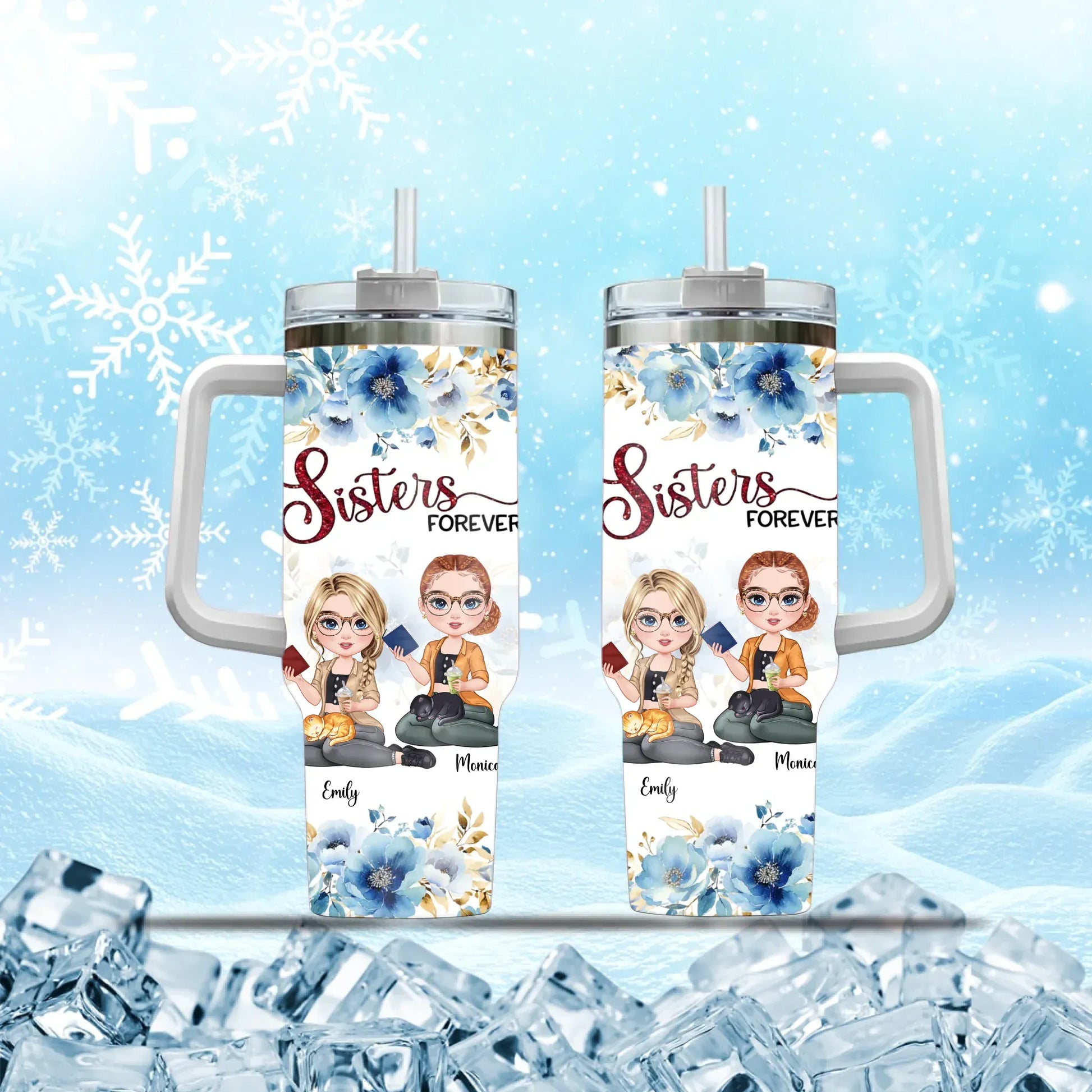 Personalized Tumblers TUMBLER - TD / WHITE / 40oz My Sister Is My Besties - Personalized Sisters Forever Custom Tumbler