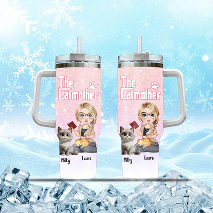 Personalized Tumblers TUMBLER - TD / WHITE / 40oz Busy Being A Cat Mother - Personalized Cat Lovers Custom Tumbler