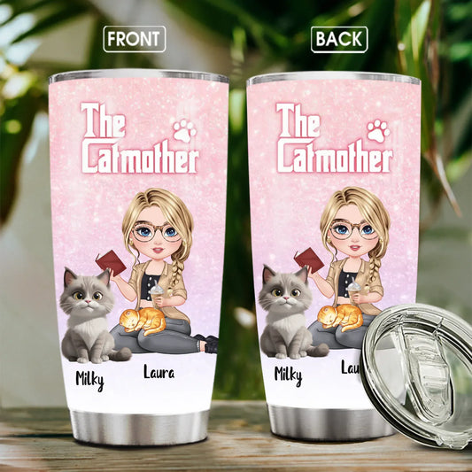 Personalized Tumblers TUMBLER - TD / WHITE / 20oz Busy Being A Cat Mother - Personalized Cat Lovers Custom Tumbler