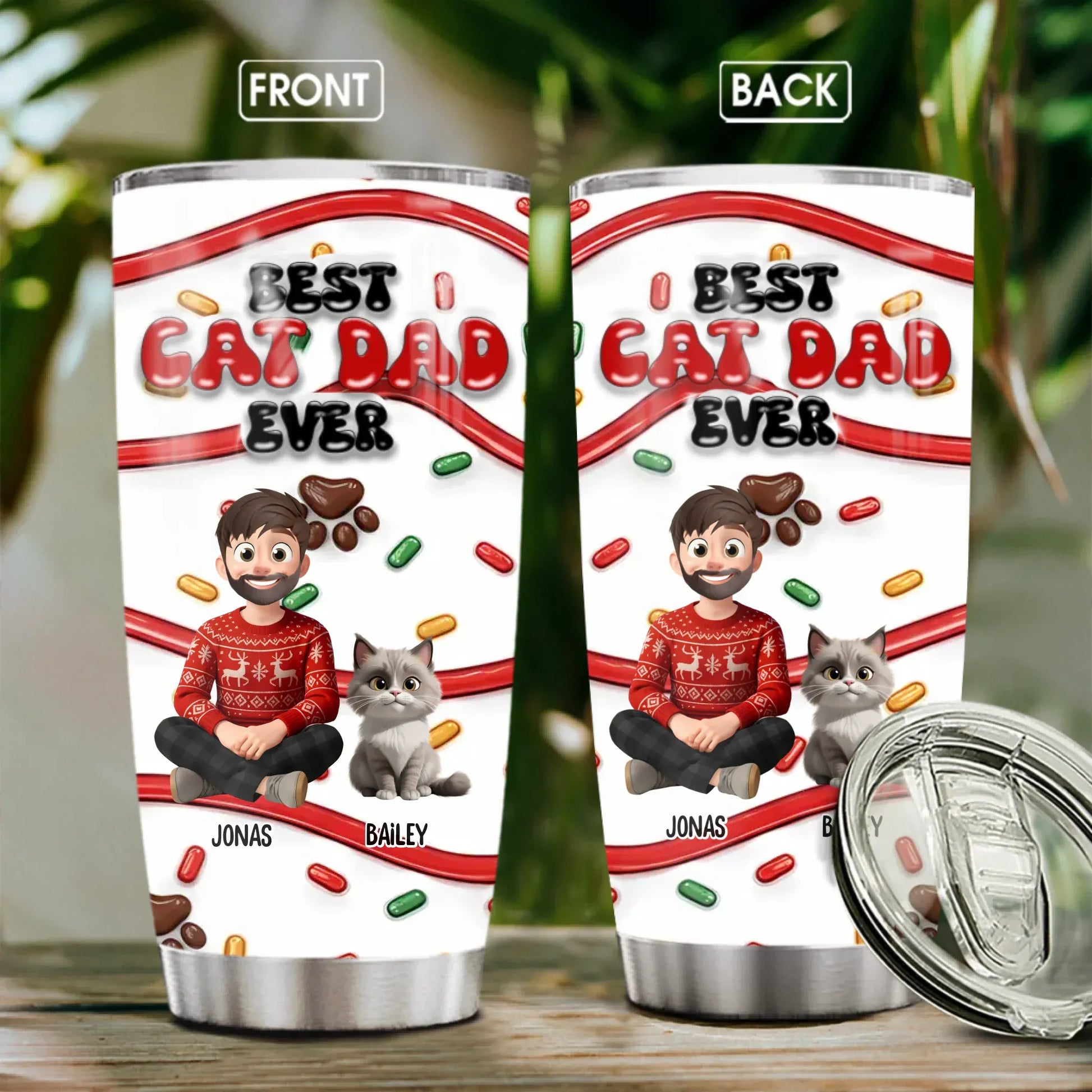 Personalized Tumblers TUMBLER - TD / WHITE / 20oz World's Okayest Cat Dad - Personalized Cat Lovers Custom Tumbler