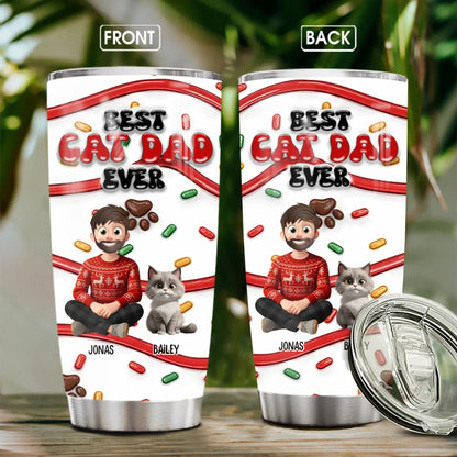 Personalized Tumblers TUMBLER - TD / WHITE / 20oz World's Okayest Cat Dad - Personalized Cat Lovers Custom Tumbler