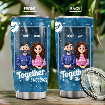 Personalized Tumblers TUMBLER - TD / WHITE / 20oz Love Is Composed Of A Single Soul Inhabiting Two Bodies - Personalized Couple Custom Tumbler