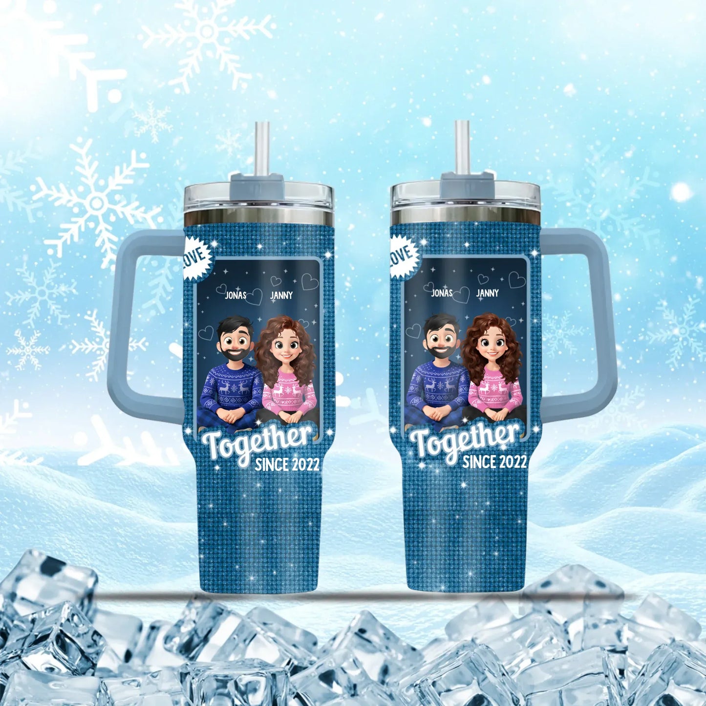 Personalized Tumblers TUMBLER - TD / WHITE / 40oz Love Is Composed Of A Single Soul Inhabiting Two Bodies - Personalized Couple Custom Tumbler