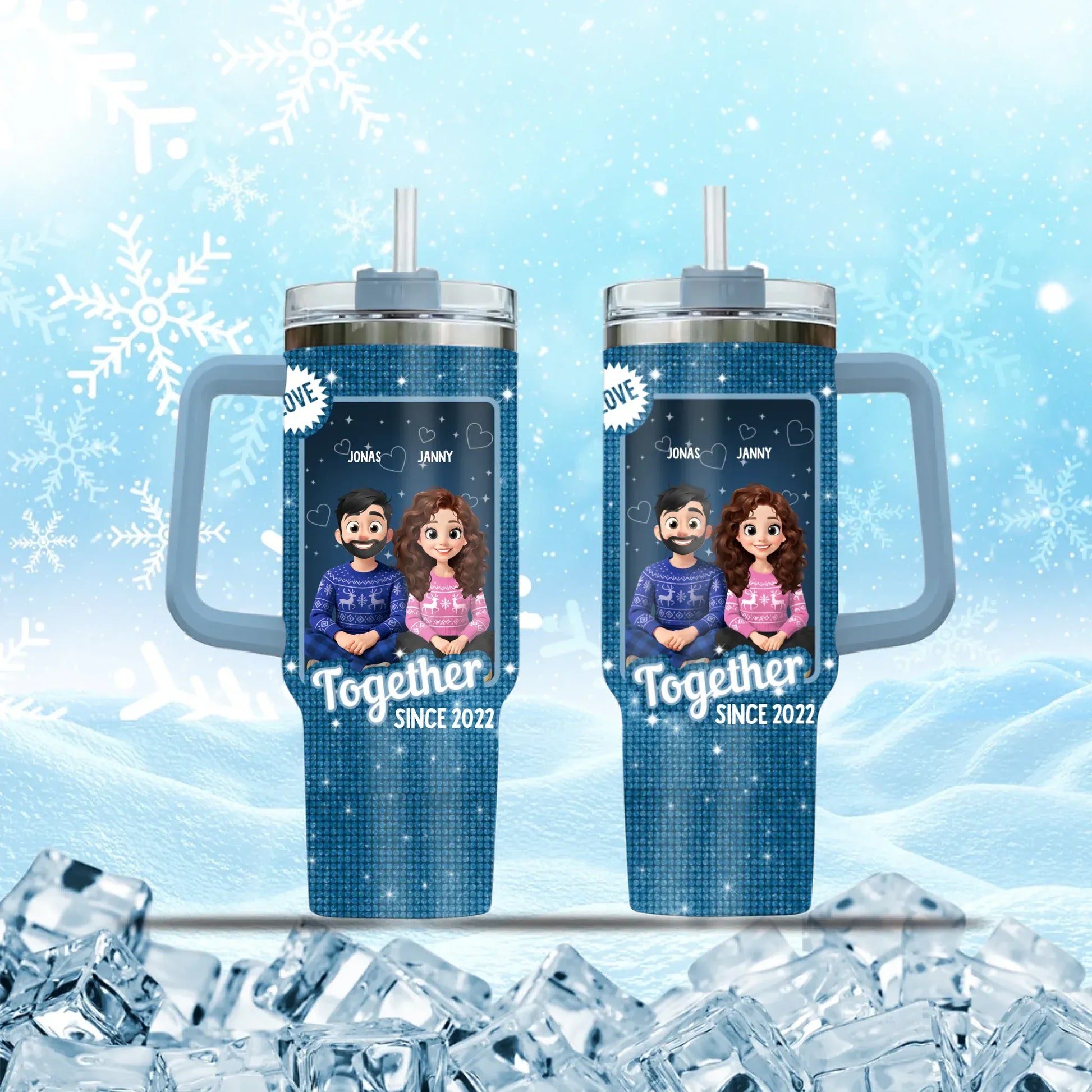 Personalized Tumblers TUMBLER - TD / WHITE / 40oz Love Is Composed Of A Single Soul Inhabiting Two Bodies - Personalized Couple Custom Tumbler