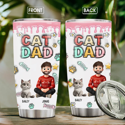 Personalized Tumblers TUMBLER - TD / WHITE / 20oz I Work Hard So My Cat Can Have A Better Life - Personalized Cat Lovers Custom Tumbler