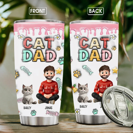 Personalized Tumblers TUMBLER - TD / WHITE / 20oz I Work Hard So My Cat Can Have A Better Life - Personalized Cat Lovers Custom Tumbler