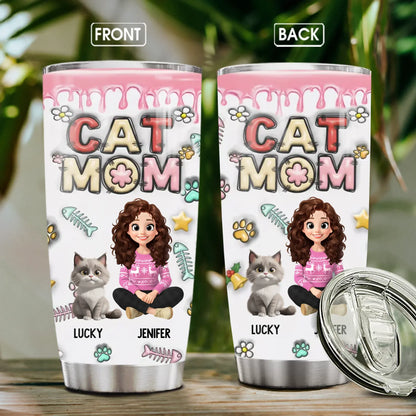 Personalized Tumblers TUMBLER - TD / WHITE / 20oz All You Need Is Love And A Cat - Personalized Cat Lovers Custom Tumbler