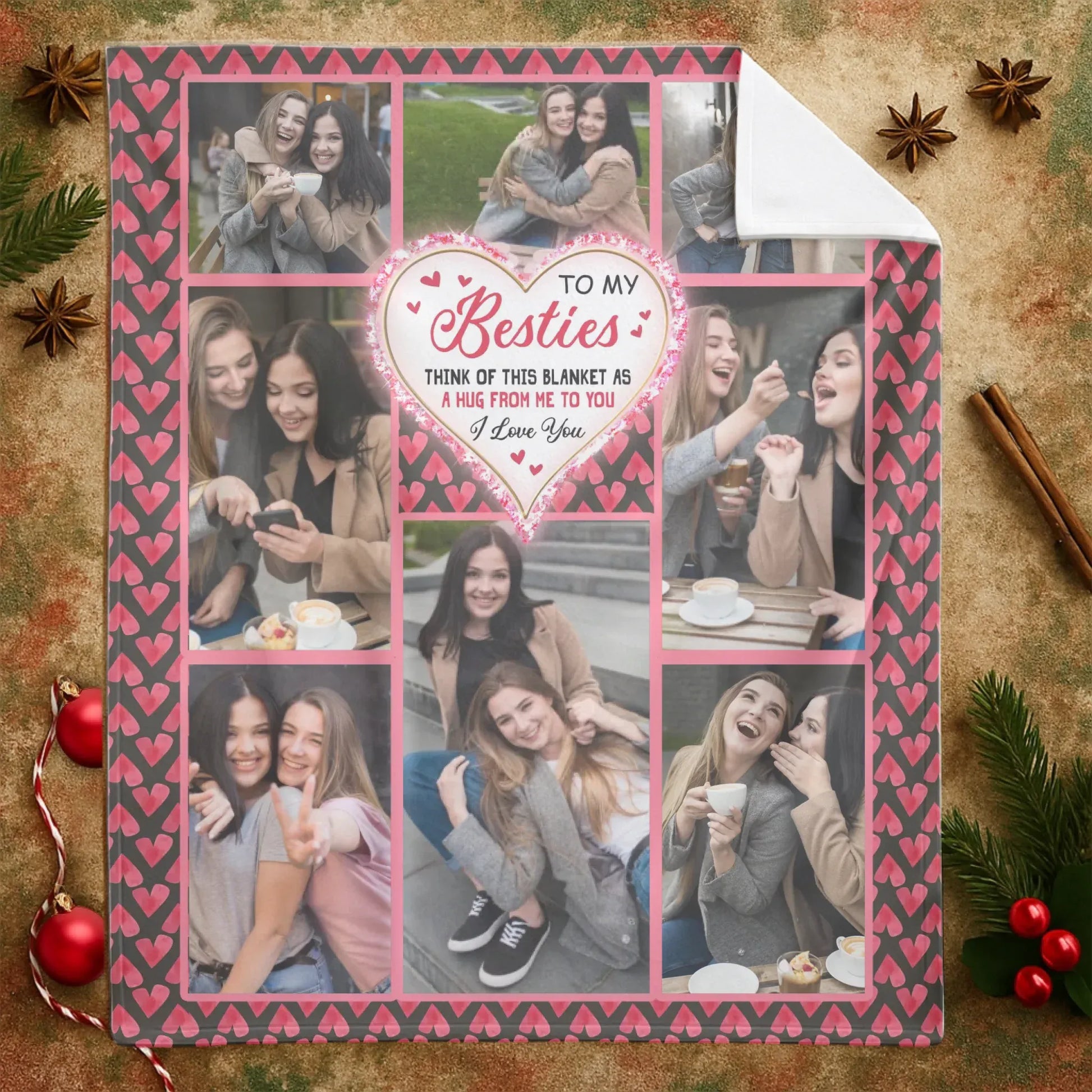 Think Of This Blanket As A Hug Gift For Bestie - Personalized Photo Blanket
