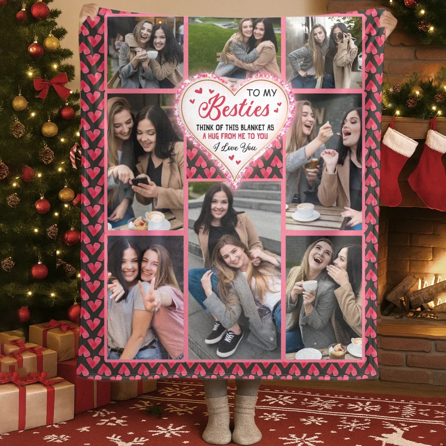 Blanket Custom KNT / White / 30x40in / 76x101cm Think Of This Blanket As A Hug Gift For Bestie - Personalized Photo Blanket