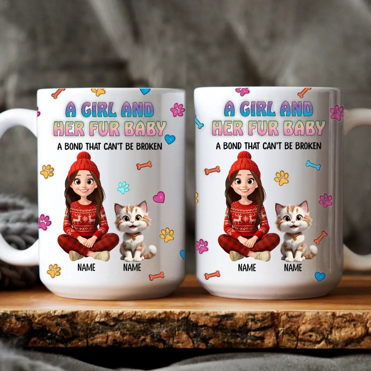 Personalized Mugs MUG / WHITE / 15oz A Girl And Her Fur Babies - Personalized Custom Printed Mug