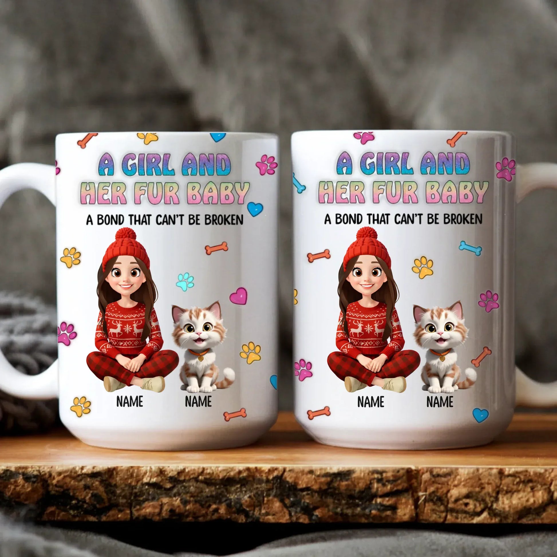 Personalized Mugs MUG / WHITE / 15oz A Girl And Her Fur Babies - Personalized Custom Printed Mug