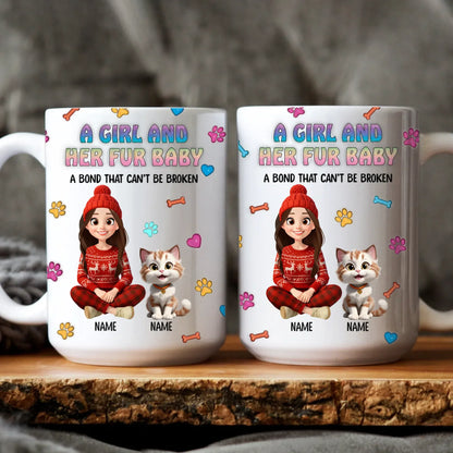 Personalized Mugs MUG / WHITE / 15oz A Girl And Her Fur Babies - Personalized Custom Printed Mug