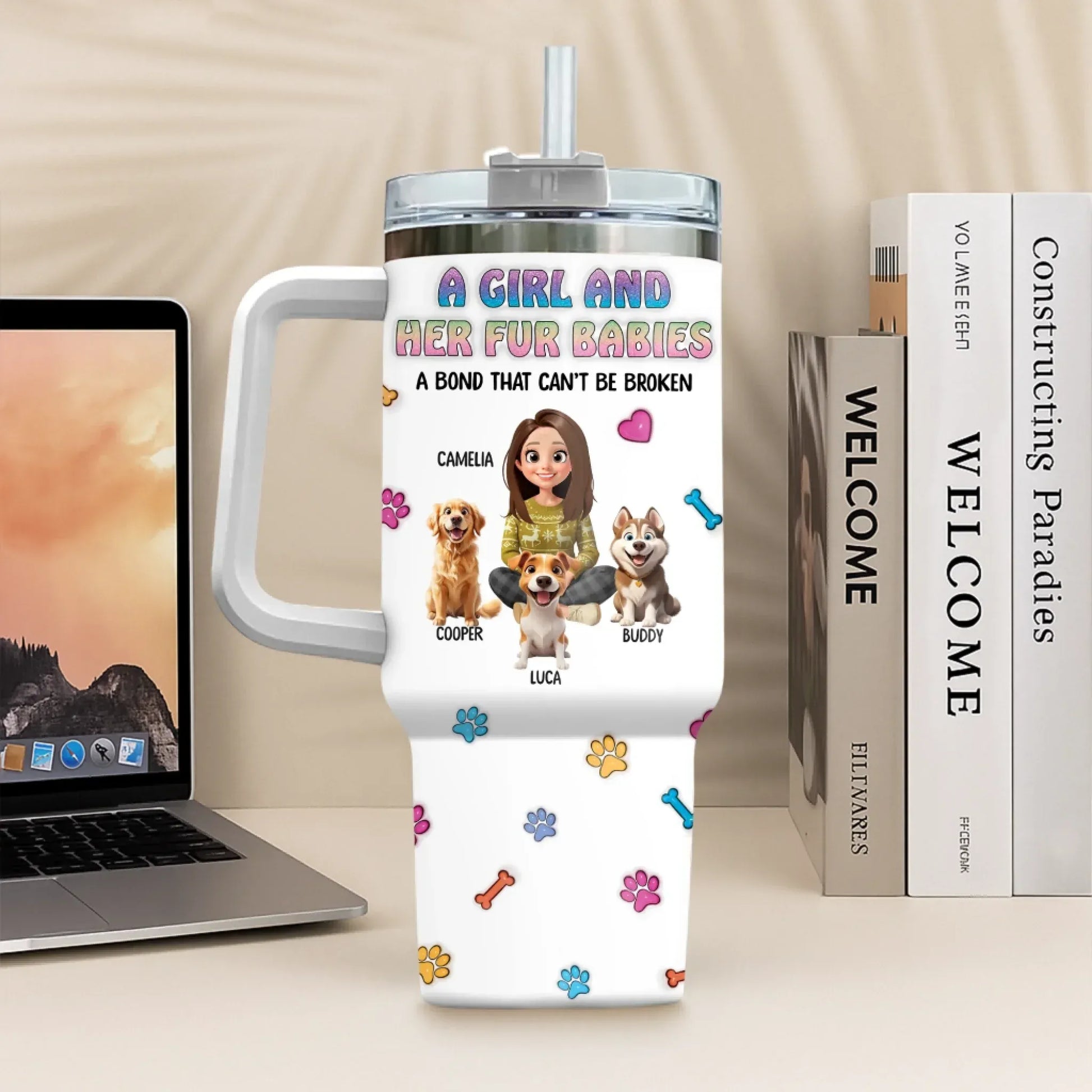 Personalized Tumblers A Girl And Her Fur Babies - Personalized Custom Printed Tumbler