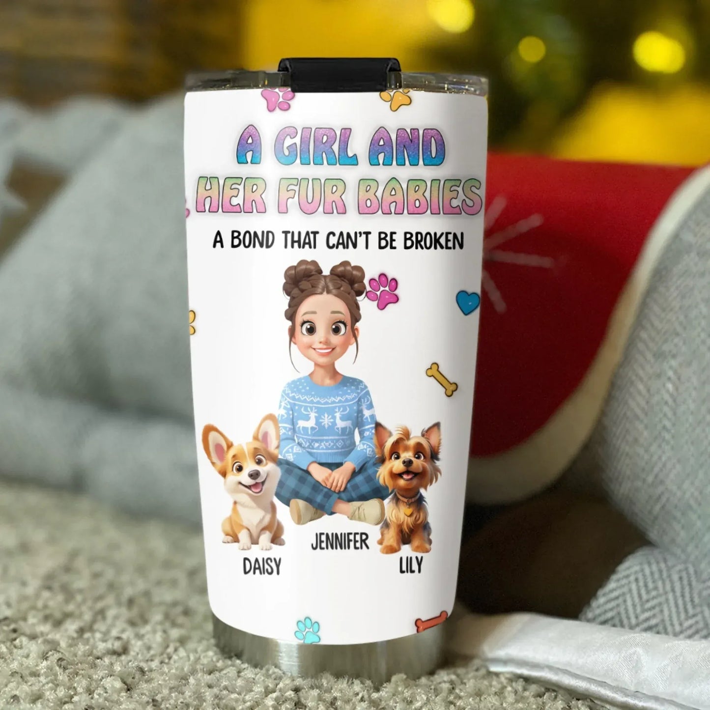 Personalized Tumblers A Girl And Her Fur Babies - Personalized Custom Printed Tumbler