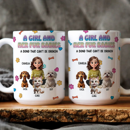 Personalized Mugs A Girl And Her Fur Babies - Personalized Custom Printed Mug