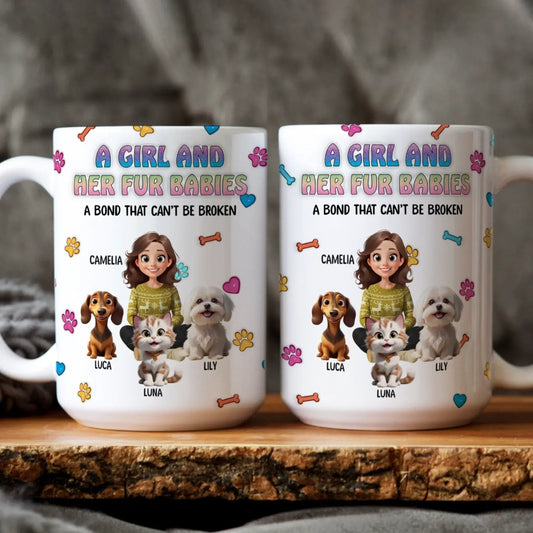 Personalized Mugs A Girl And Her Fur Babies - Personalized Custom Printed Mug