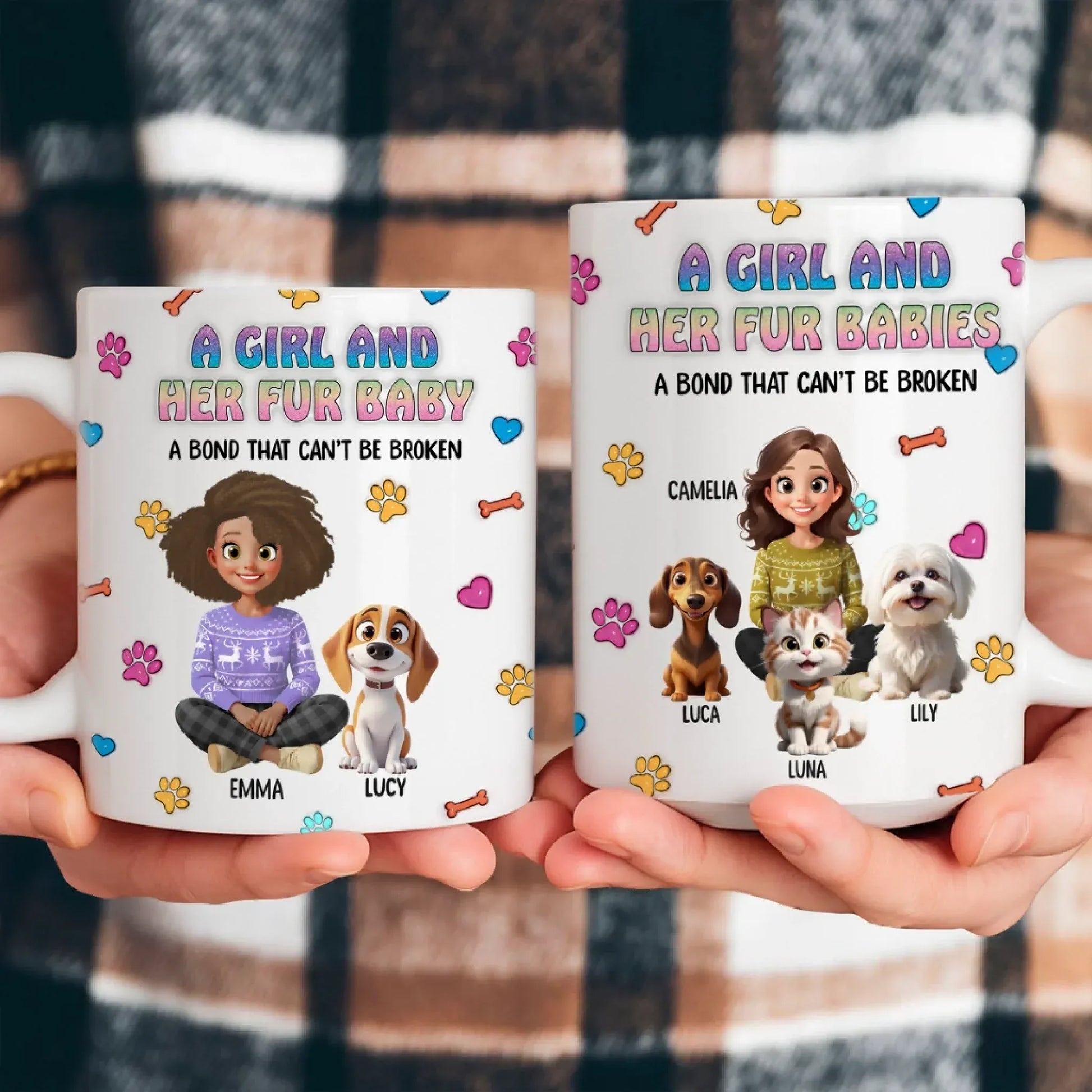 Personalized Mugs A Girl And Her Fur Babies - Personalized Custom Printed Mug